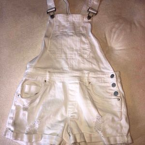 White denim jumper shorts